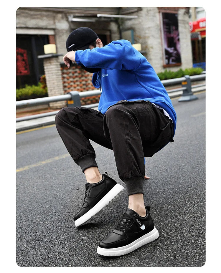 Fashion Men Casual Shoes Men Low Cut Sneakers Breathable Height Increasing Shoes 6/8/10CM Thick Sole Hard-Wearing Male Footwear