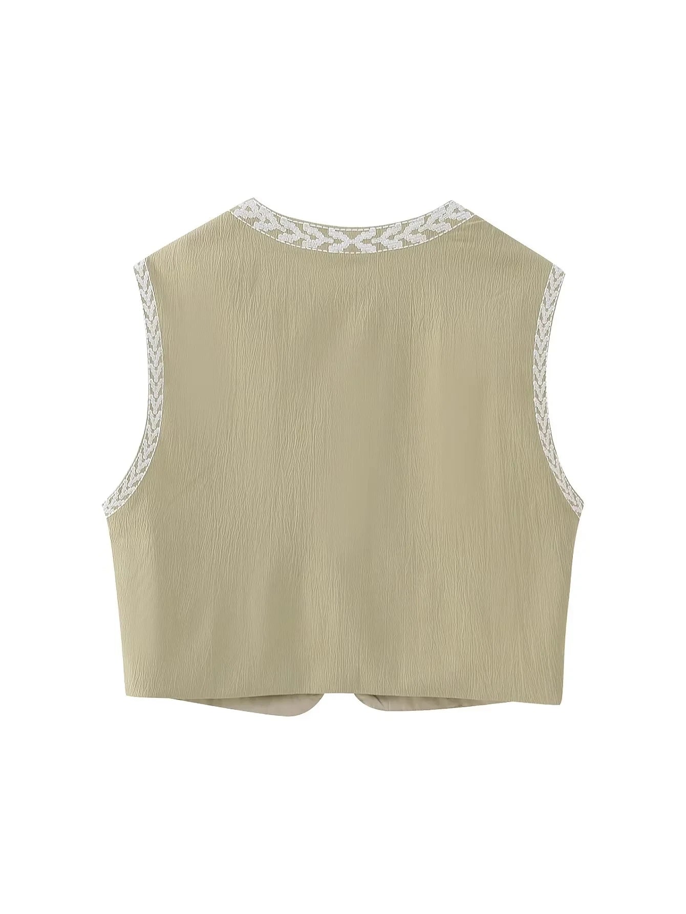 2025 Women Fashion Floral Embroidery Vest Vintage Sleeveless Waistcoat Ouertwear Female Streetwear Chic Vests Tops