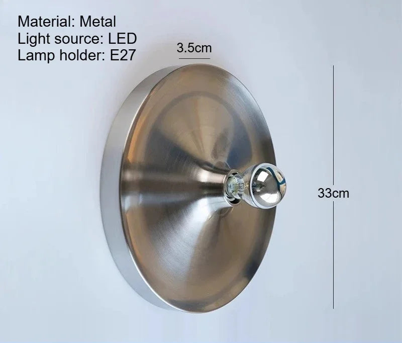 Medieval Bedside Wall Lamp Living Room Hallway Balcony Wall Lamp Bedroom Postmodern Flying Saucer Retro Metal Electroplated Lamp