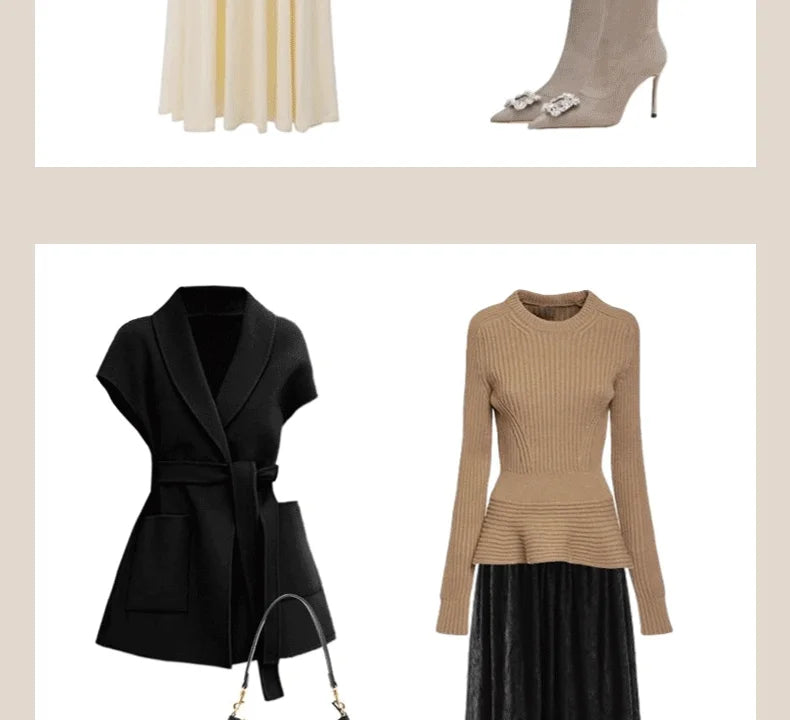 سترة صوف أنيقة للنساء لخريف وشتاء، صدرية متوسطة الطول من الصوف على الوجهين، سترة أنيقة للنساء مع مشبك على شكل حصان