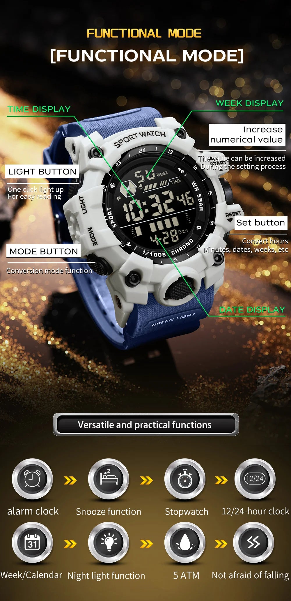 SANDA Outdoor Sports Men Watch Waterproof LED Analog Digital Show Multifunction Big Dial Electronic Wristwatch G style Male Cloc