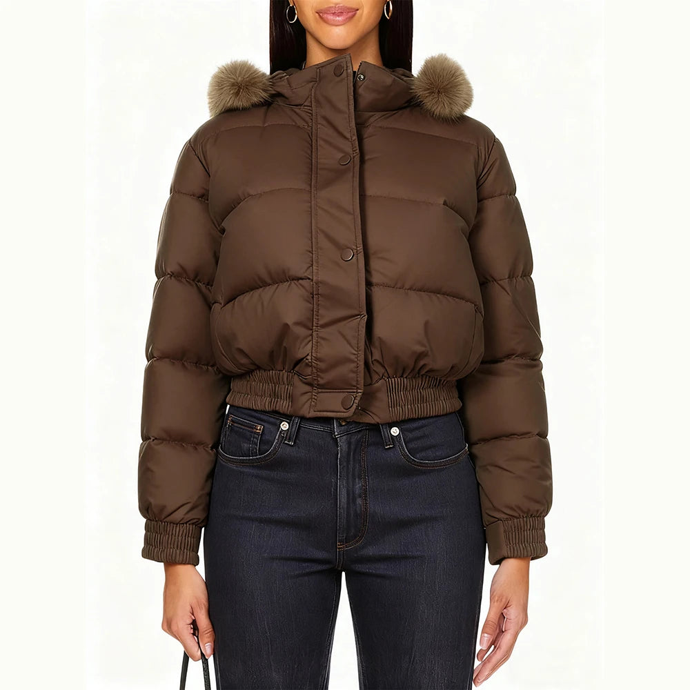 معاطف باركا نسائية أنيقة لشتاء 2025، معطف مبطن من القطن بأكمام طويلة وغطاء رأس من الفرو الصناعي بتصميم بسيط، بقصة فضفاضة