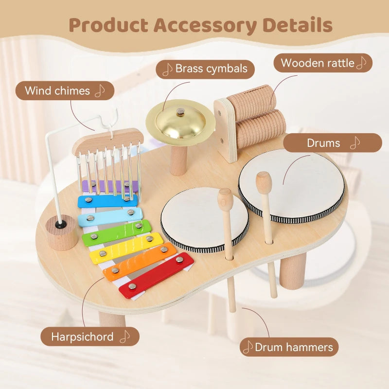 ألعاب الآلات الموسيقية الخشبية للأطفال، إكسيليفون، طبل، أجراس إيولية، إيقاع، ألعاب تعليمية للأطفال منتسوري، هدايا عيد الميلاد