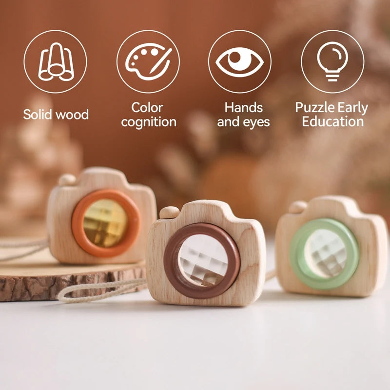 Montessori Baby Toys Education Wooden Blocks Toys for Kids Montessori Education Building Blocks Children Mini Camera Wooden Toys