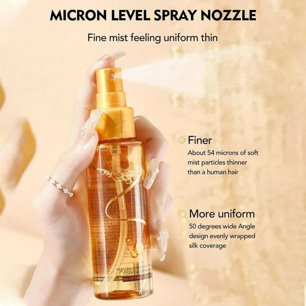بخاخ زيت عطري للعناية بالشعر، مغذي ومصلح، لمسة نهائية ناعمة ولامعة، عطر يدوم طويلاً، سهل الاستخدام لجميع أنواع الشعر