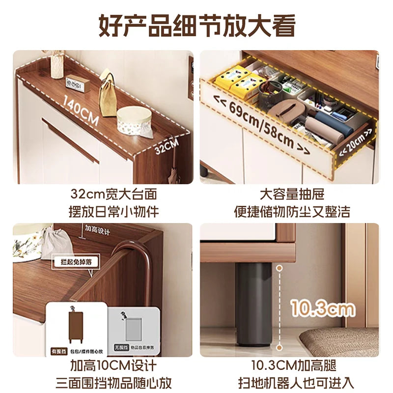 Home Shoe Cabinet Home Door Indoor Storage Cabinet Integrated Against The Wall New Chinese Storage Porch Cabinet Large Capacity