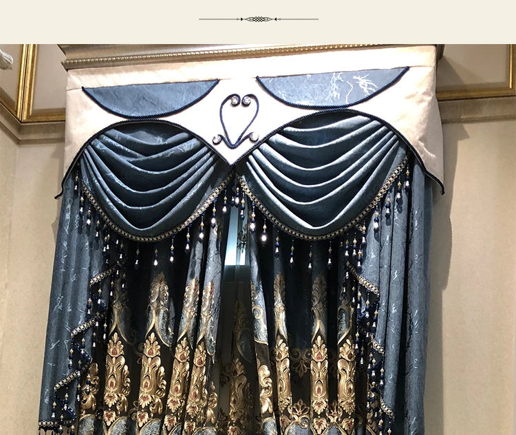 ستائر على الطراز الأوروبي لغرفة المعيشة وغرفة الطعام وغرفة النوم، تطريز فاخر من قماش التول الفاخر، نافذة دراسة، ستارة مخصصة