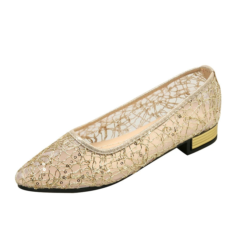 2024 Spring Summer Fashion New Casual Shallow Breathable High Heels Elegant Square Toe Thick Heel Mesh Women's Shoes NO:C1502