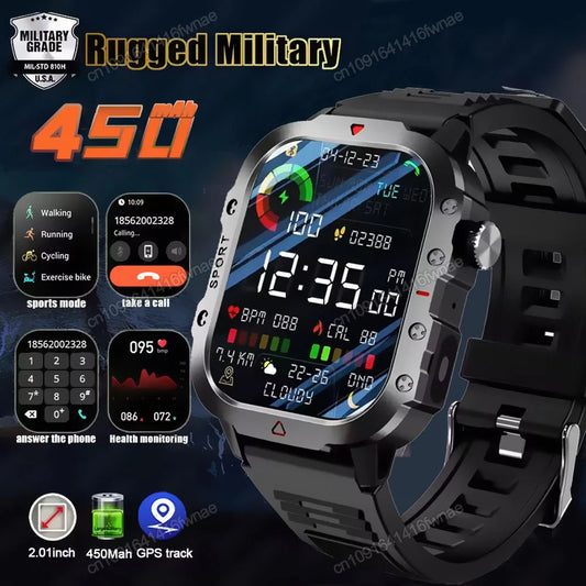Outdoor Sports Smart Watch 2.01 Inch AMOLED Screen LED Flashlight Bluetooth Talking Smart Watch for Men Women Holiday Gifts 2025
