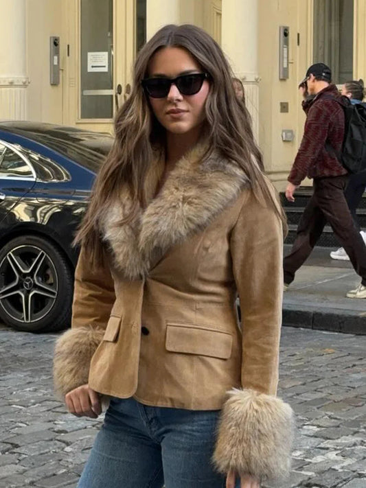 HH Women Winter Fashion Turn-down Collar Solid Straight Blazer Slim Fit Long Sleeve One Button Pocket Streetwear Suit Jacket SwiftNest