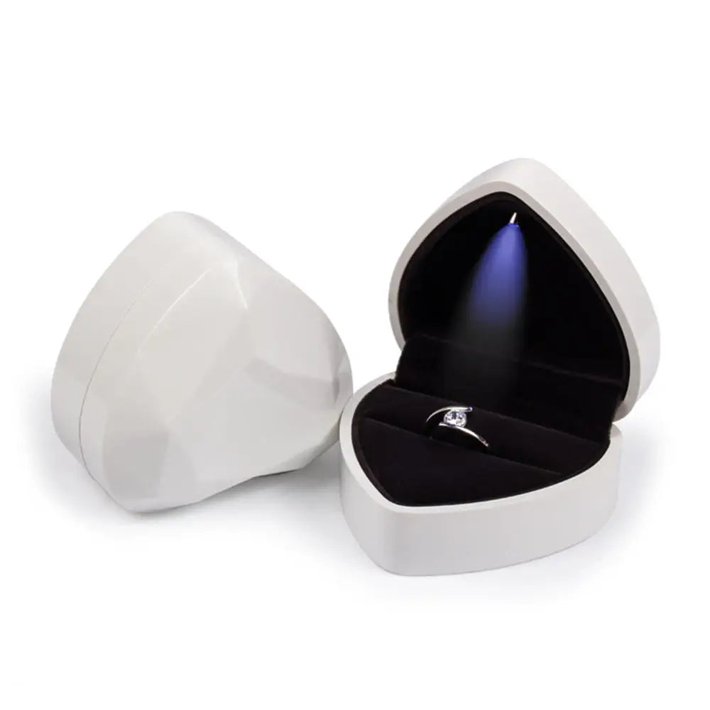 1 Pcs LED Jewelry Ring Box Luxury Velvet Rubber Necklace Pendant Gifts Display With Light For Proposal Engagement Wedding Case