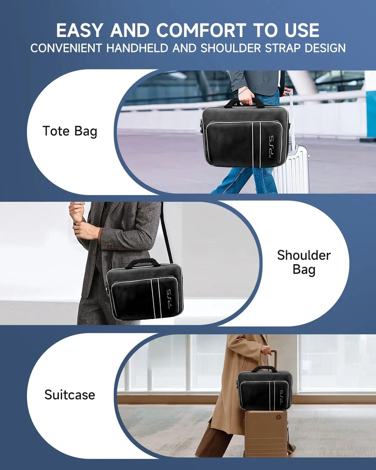 For PS5 Travel Case for PS5 Protective Case Bag Suitable for PS5 Disc/Digital Edition Console, Controllers, Game Cards, Headset