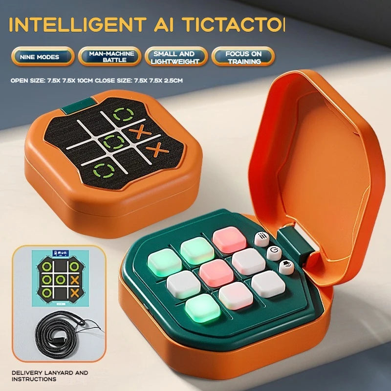 New Kids Electronic Toys Tic Tac Toe Game Noughts and Crosses Game Memory Training Infinite Portable Travel Games for Kids Adult