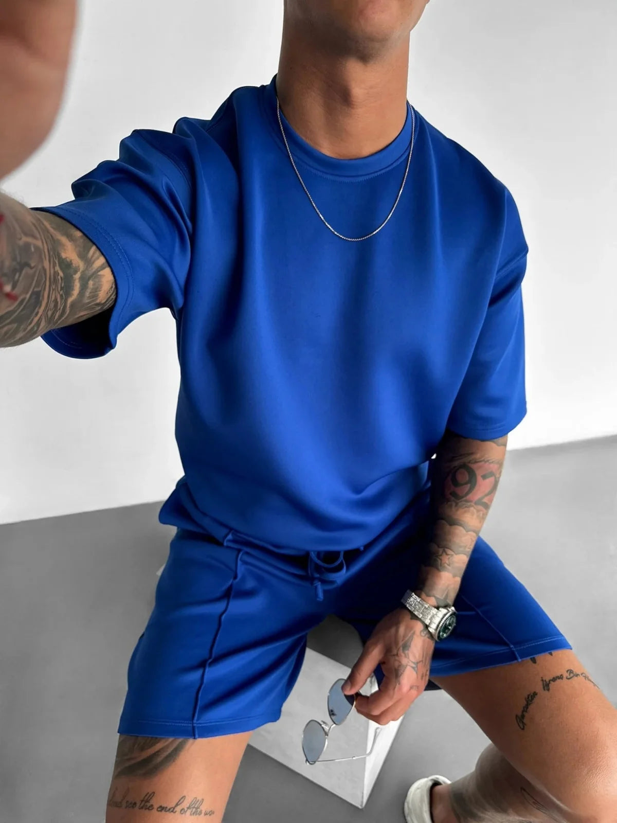 Men 2025 summer fashion sports design sense simple casual solid color quick drying short-sleeved T-shirt trend clothes
