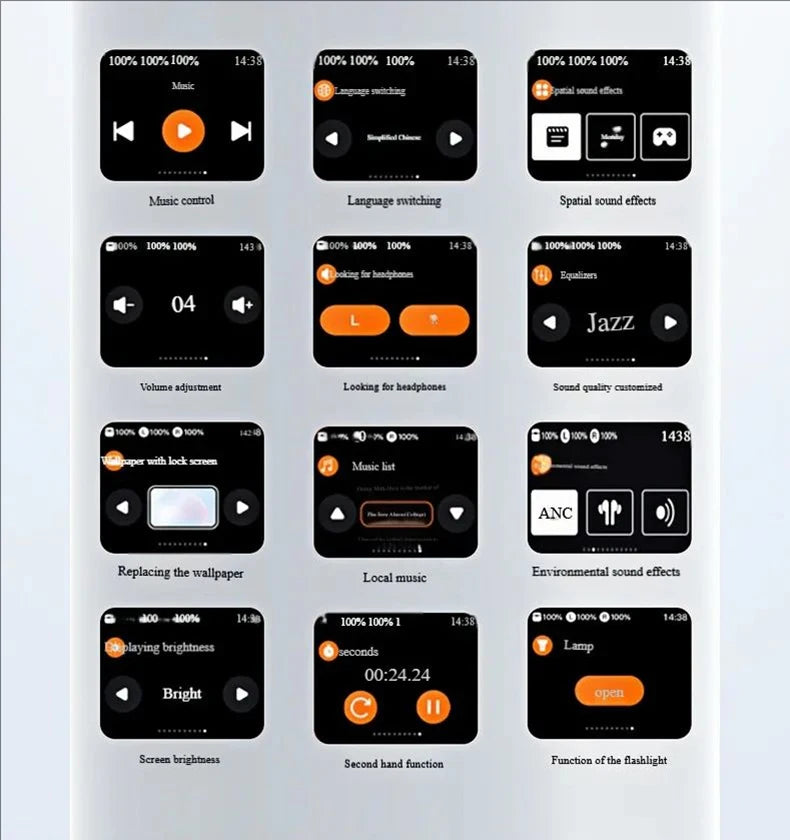Real-Time Language Translator Headphones Bluetooth Wireless Earphones Sports Noise Reduction Earhooks Headset Smart Touch Screen