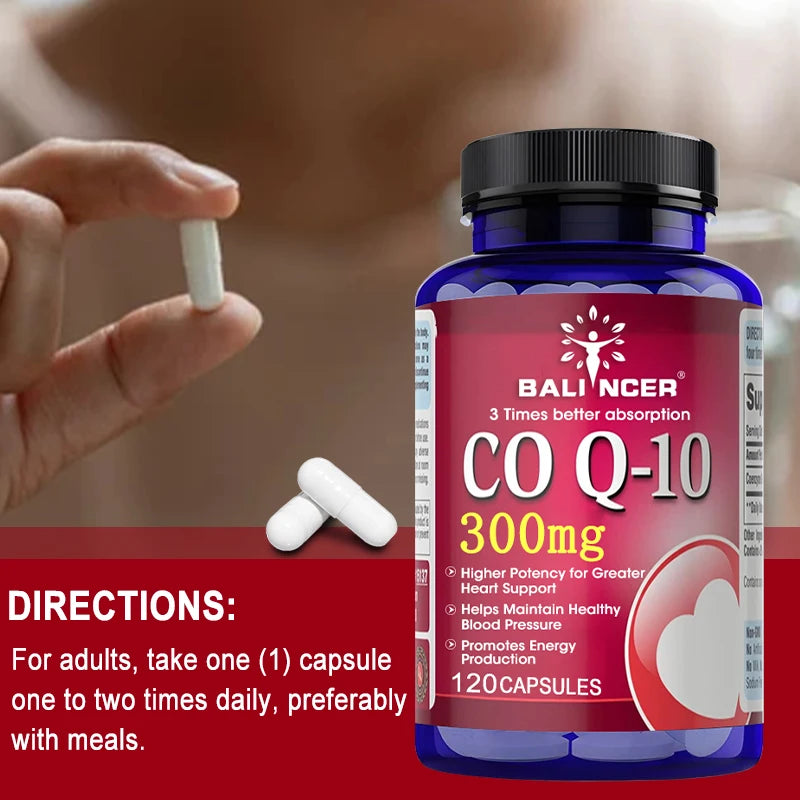 Coenzyme Q10 Capsules, 300 Mg, To Promote Cardiovascular Health and Heart Health, Provide Energy To Support Joint Health