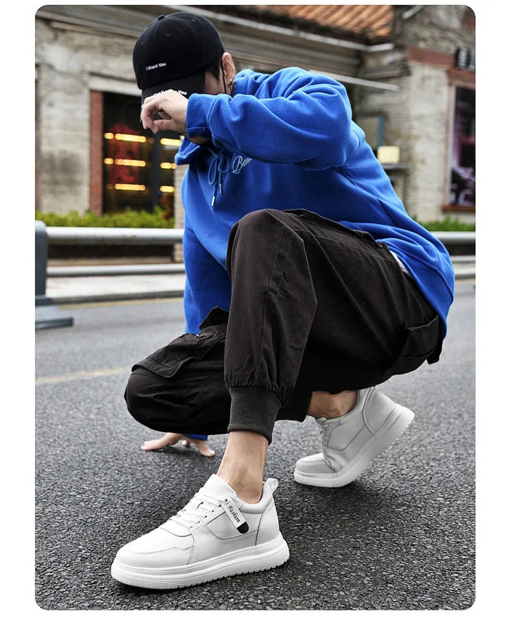Fashion Men Casual Shoes Men Low Cut Sneakers Breathable Height Increasing Shoes 6/8/10CM Thick Sole Hard-Wearing Male Footwear