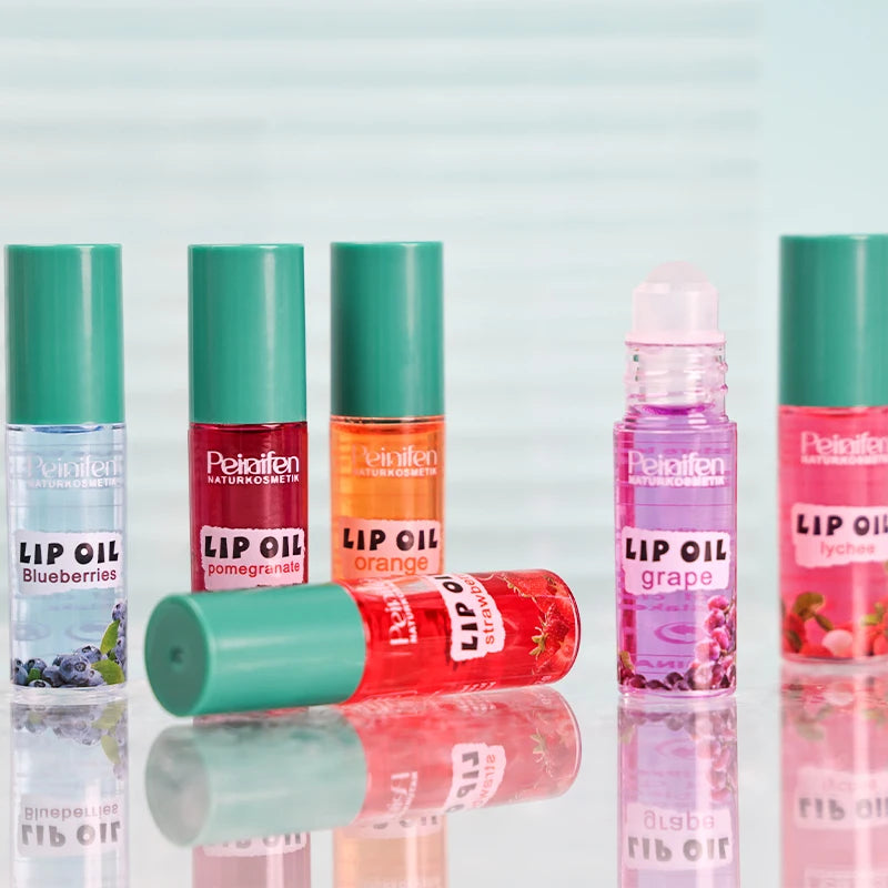 6PCS Fruit-Flavored Lip Balm Set Watery Lip Gloss Lip Oil Smooth Lip Lines Plump Lips Beauty Care Kit for Lip Hydration