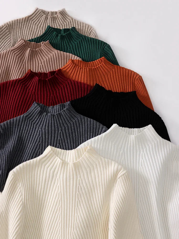 2025 Women Fashion Chic Knitted Tops Autumn Winter Turtleneck Sweater Women Pullovers Long Sleeve Jumper Pull Femme Clothing