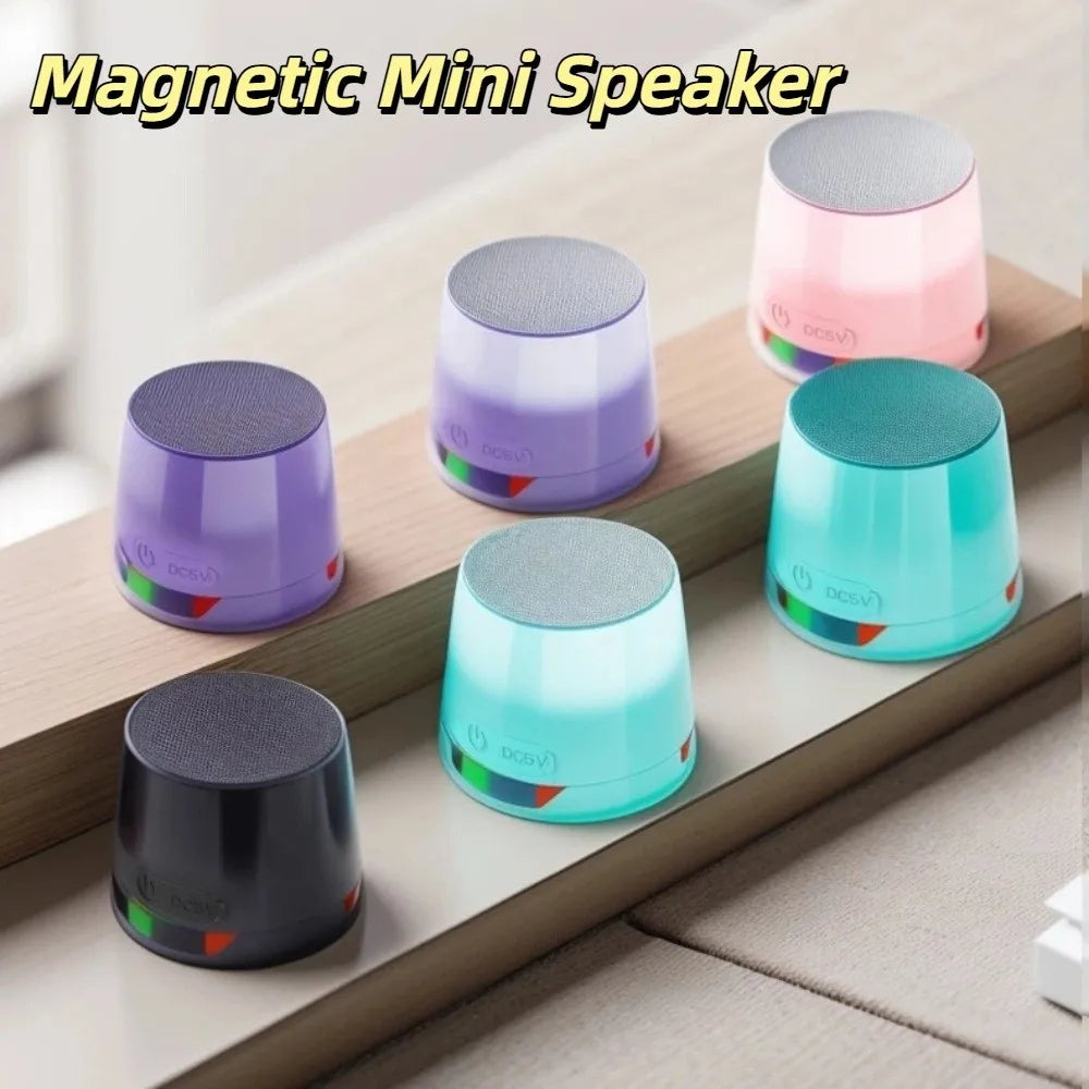 Bluetooth 5.3 Magnetic Mini Speaker Deep Bass HD Sound RGB Light Speaker Anti Lost Compact Design Portable Sound Box Outdoor Use
