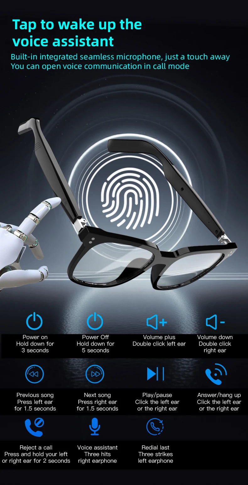 Bluetooth 5.4 Glasses Headsets Wireless Glasses Earphones Air Conduction Headphones Noise Reduction Earbuds Outdoor for Xiaomi