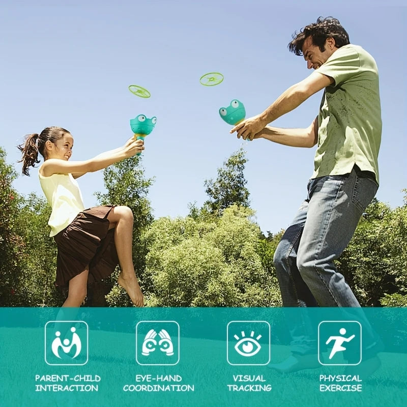 ألعاب خارجية للأطفال من عمر 3 إلى 8 سنوات - لعبة مطاردة قاذفة الصحن الطائر، آلة الصحن الطائر، نشاط عائلي في الفناء الخارجي