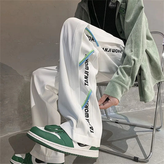 2025 New Fashion Trends Men's Casual Pants Processing Pants Thin Loose Oversized Elastic Breathable and Ventilated Pants