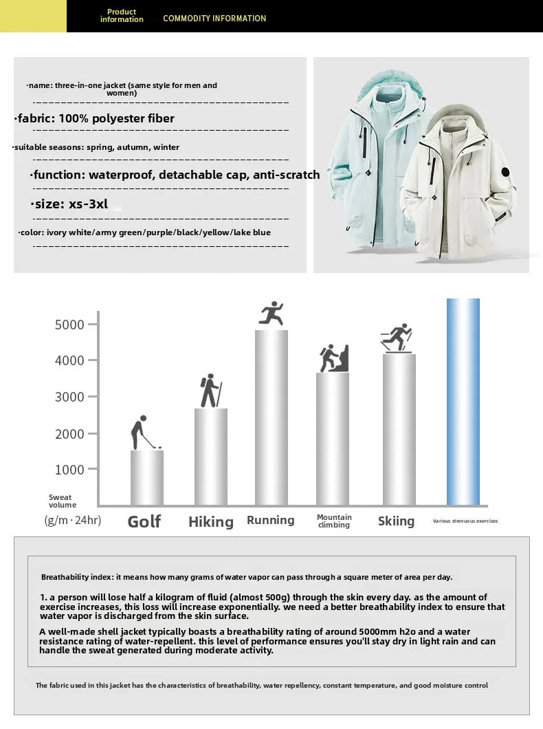 Jacket men's jacket jacket autumn and winter jacket three-in-one outdoor sports jacket fleece jacket inner jacket jacket