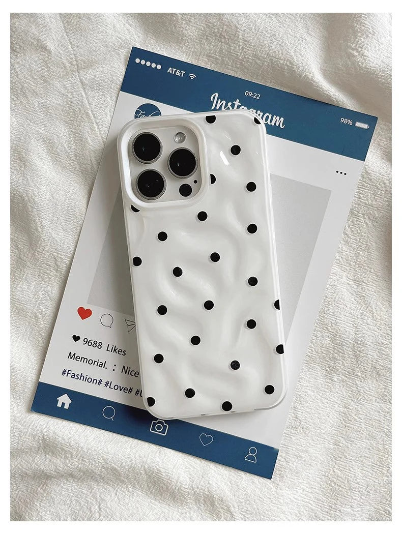 جراب هاتف قابل للطي من Love Polka Dot لهاتف IPhone 15 16 Pro Max Case 13 14 Pro جراب أنيق مقاوم للصدمات من السيليكون الناعم