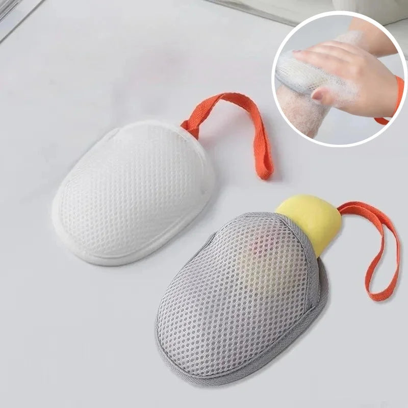 حقيبة شبكية للعناية الشخصية بالصابون مع حبل تعليق، حامل استحمام وسفر سريع الرغوة، شبكة حمام، فرشاة زهور، ملحقات الحمام