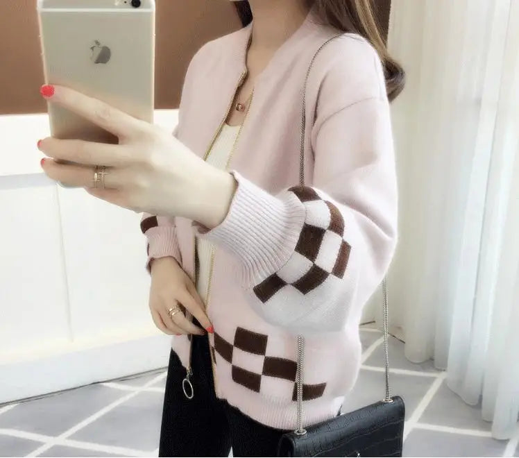 Women's Clothing Vintage Fashion Short Style Knit Cardigan Autumn Winter New Casual Loose O-neck Long Sleeve Sweaters Lady Tops