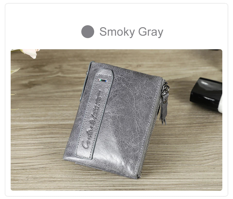 محفظة قصيرة من الجلد الأصلي للنساء من CONTACT'S، حامل بطاقات فاخر بتصميم محفظة عملات معدنية ومشبك نقود ومحفظة صغيرة للنساء والرجال