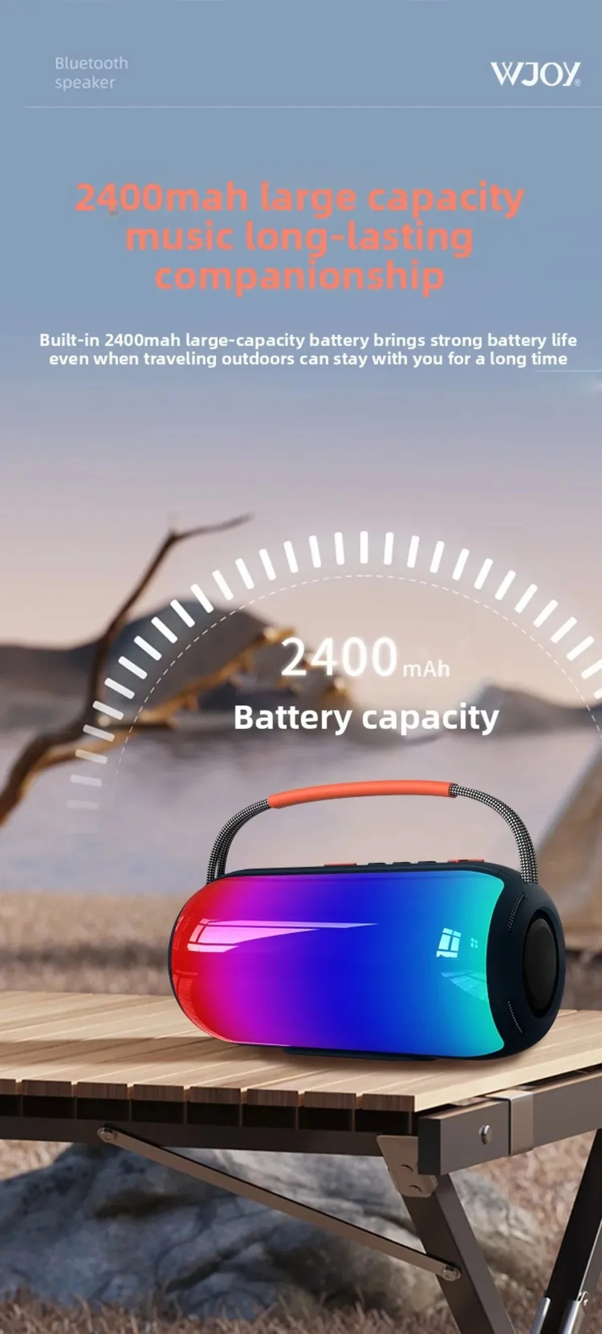 30W Bluetooth Speaker with Breathing Lamp Supports 2Pcs Tandem Portable Subwoofer Spatial Sound Effects 2400mAh Large Battery