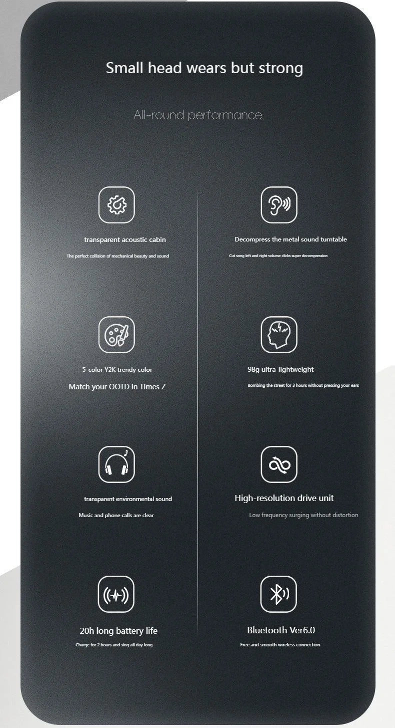 Bluetooth Headset Light Weight Retro Style Rechargable Small Head Long Battery Life Rotary Switch Headphone Cool Beautiful