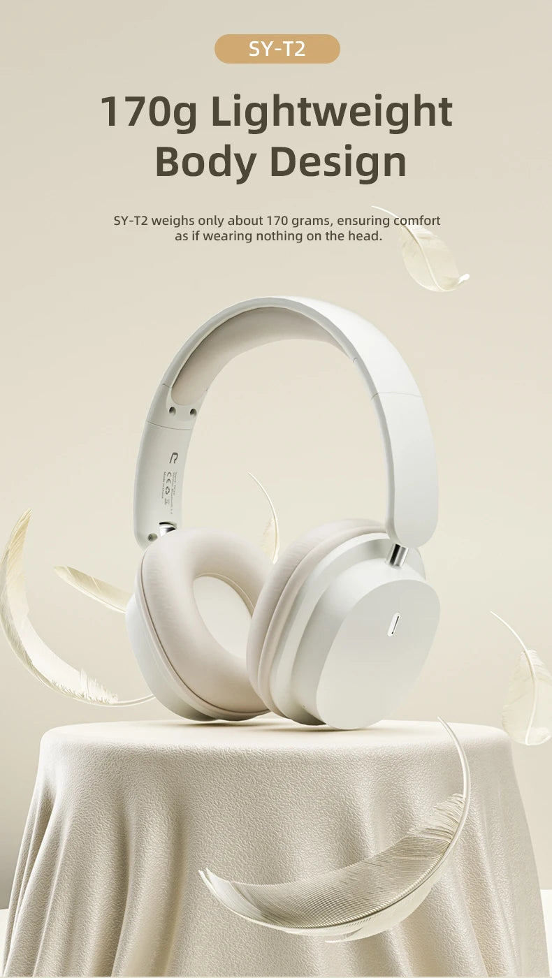 Bluetooth 5.3 Fashion Wireless Headphones HIFI Stereo Portable Over-ear Business Headset Low Latency Gaming Earphones With Mic