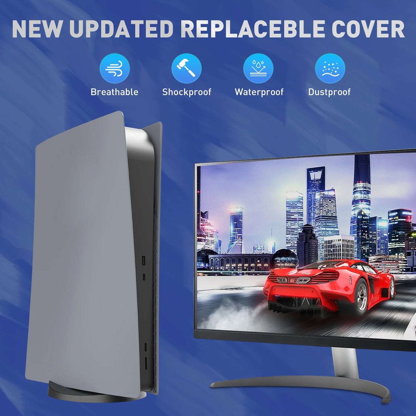 Gray 30th Anniversary Plates for PS5 Console Premium ABS Faceplate Shell Covers with Logo Stickers for PlayStation5 PS5 Fat Disc