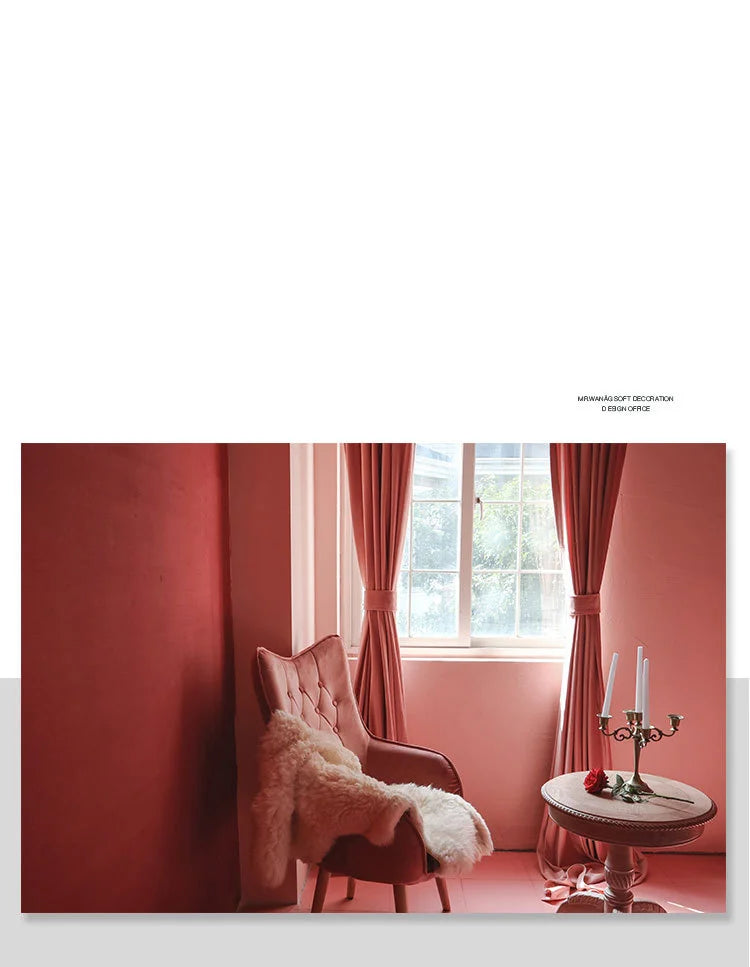 Curtains for Living Room Bedroomt Dirty Pink Curtains Light Luxury Velvet Light-Shielding Flannel Minimalist Curtain Fabric