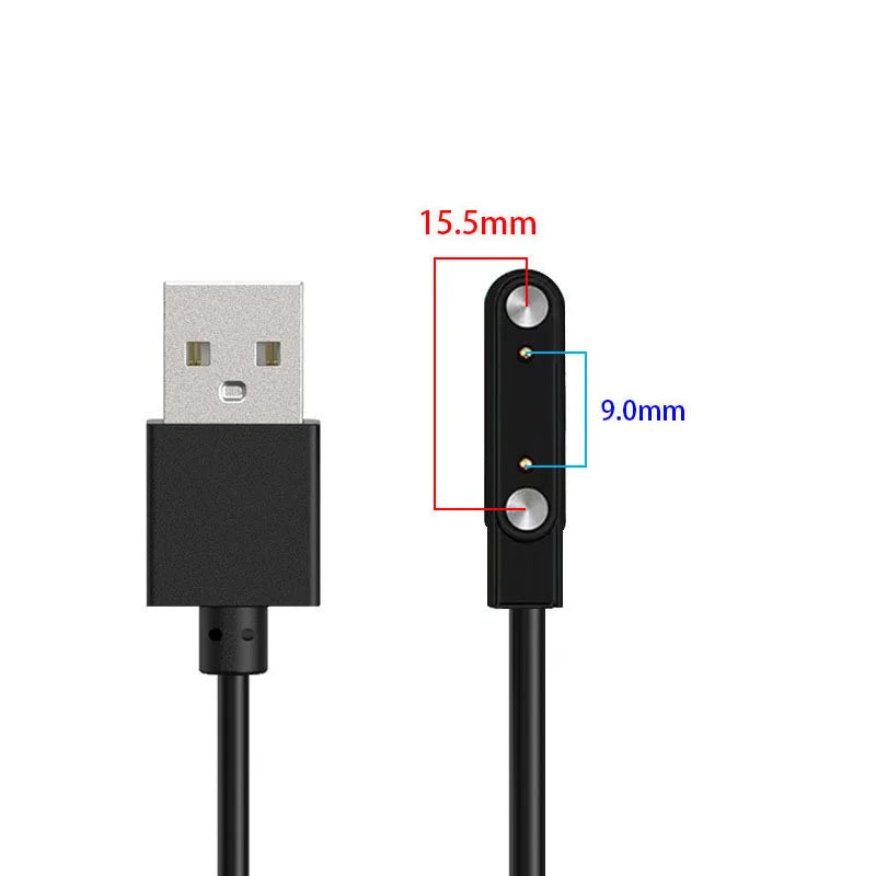 محول شاحن ساعة ذكية مزود بدبوسين و4 دبابيس وكابل شحن USB لساعة ذكية للبالغين/الأطفال وملحقات سلك شحن الطاقة