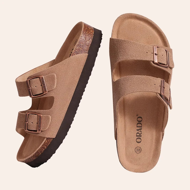 Shevalues Cork Clogs Slippers For Women Men Classic Suede Summer Sandals With Arch Support Fashion Cork Orthopetic Beach Shoes