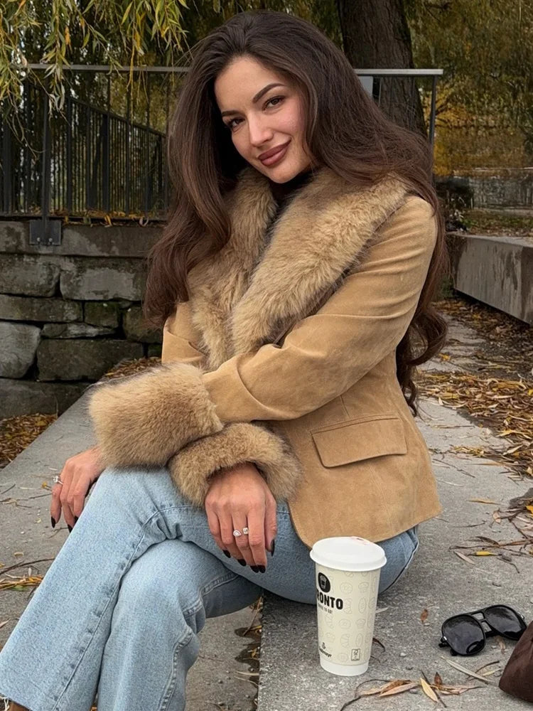 HH Women Winter Fashion Turn-down Collar Solid Straight Blazer Slim Fit Long Sleeve One Button Pocket Streetwear Suit Jacket SwiftNest