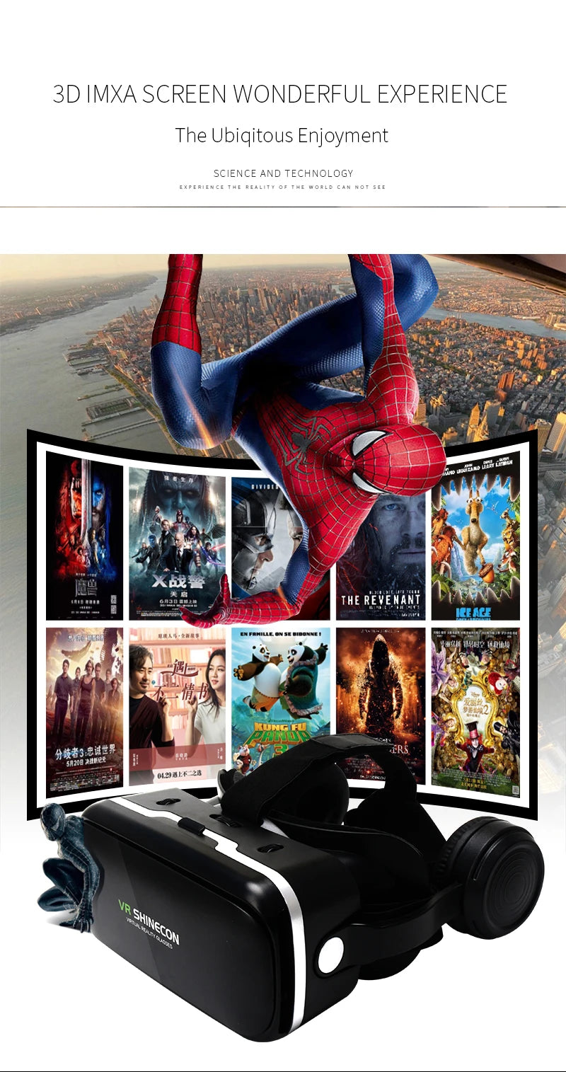 VR Shinecon 6.0 Headphone Version 3D Virtual Reality Stereo Helmet VR Headset with Remote Control for IOS Android