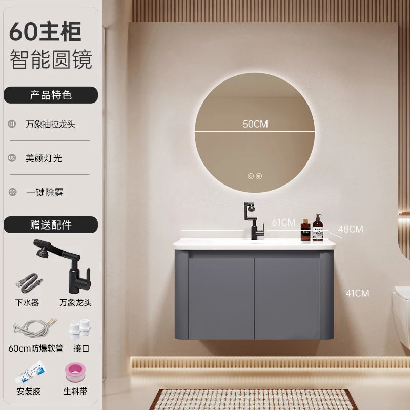 Standing Storage Bathroom Cabinet Shelf Light Mirror Organizer Bathroom Cabinet Vanity Shower Rack Banyo Dolabi Furniture