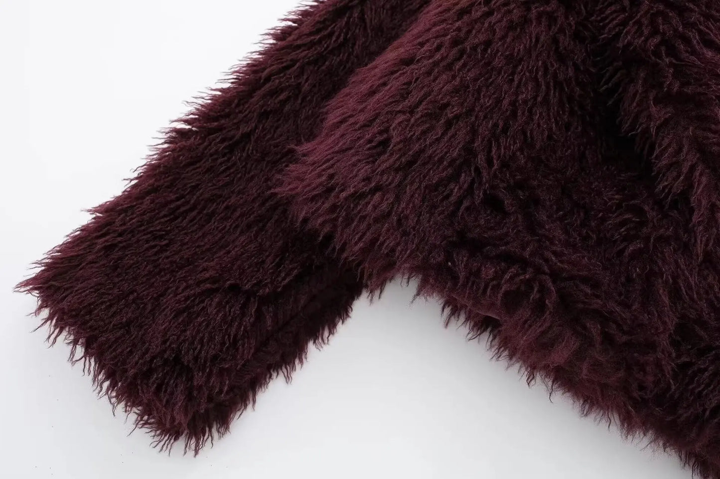 Women's Fashion 2025 Autumn and Winter New Vintage Burgundy Faux Fur Short Coat Thickened Warm Lapel Women's Coat