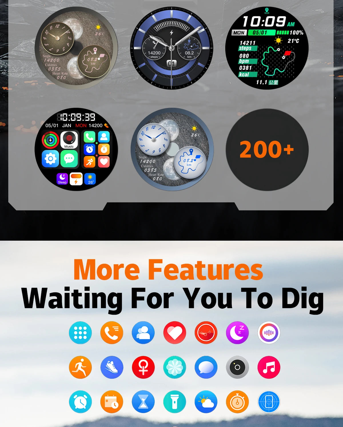 Outdoor Sports Smart Watch Men 1100mAh Large Battery Bluetooth Call 100+ Sports Modes Compass Waterproof Health Sport SmartWatch