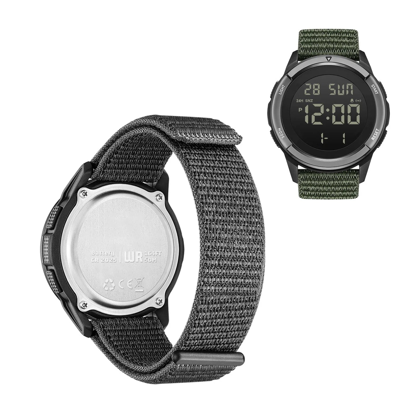 ساعة رياضية للأنشطة الخارجية مقاومة للمطر حتى عمق 50 مترًا، ساعات رياضية رقمية مزودة بإضاءة خلفية LED