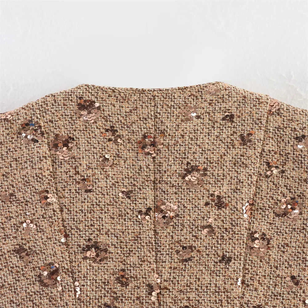 New women's clothing European and American style fashion bead embroidery coarse flower cloth small fragrant style two-piece set SwiftNest