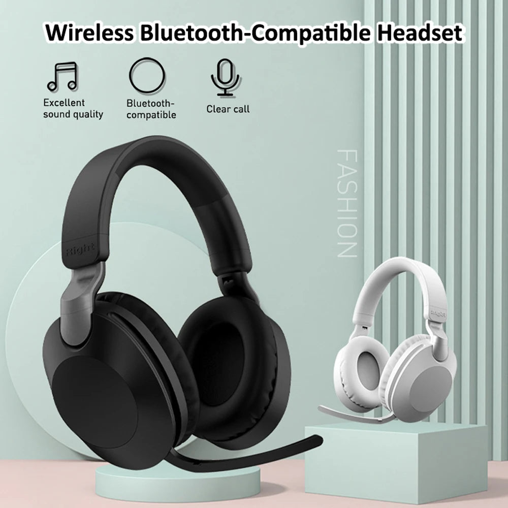 Wireless Bluetooth-Compatible Headset  Eearphone with Mic Hands-free HIFI Stereo BT5.1 Over-Ear Headphone for Call and Music