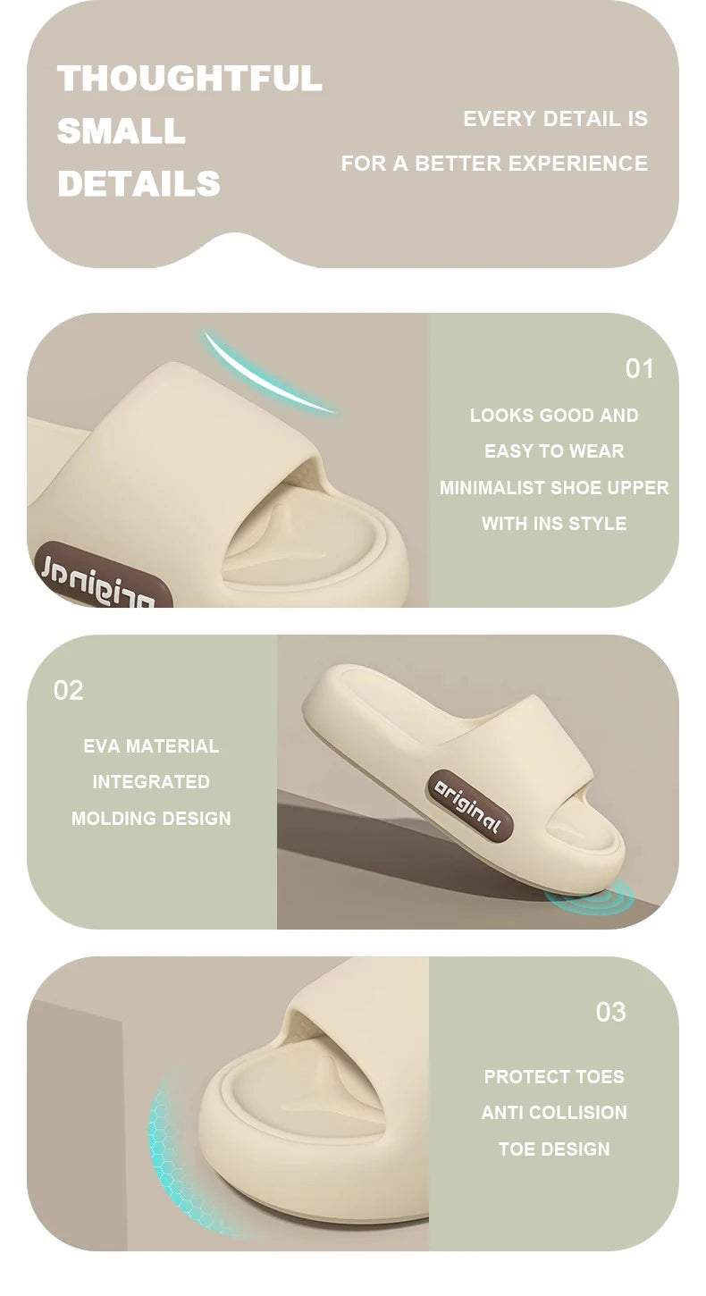 New Summer Platform Cloud Slippers Women Comfy Solid Color Soft Sole EVA Pillow Slides Woman Couple Non Slip Beach Flip Flops