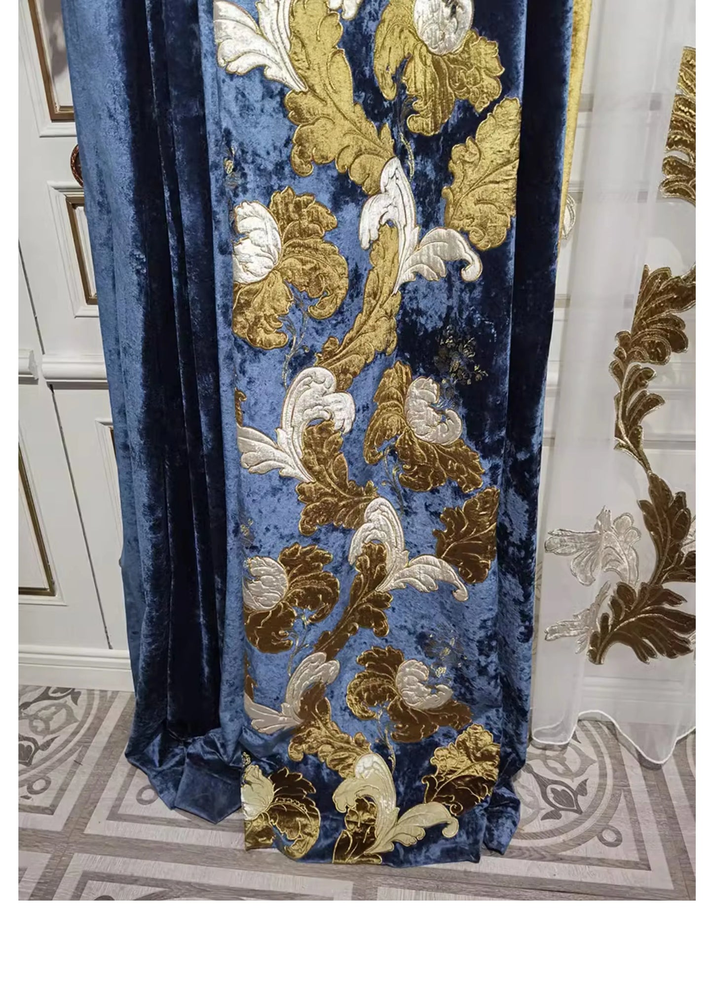 European Curtains for Living RoomCustom New High-end Villa  French Bedroom Velvet Embroidered American Cotton Wool Large Flowers