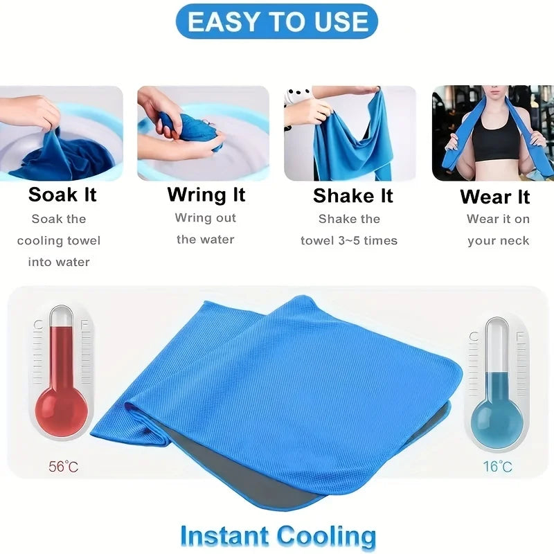 1Pcs Quick-Drying Sports Towel with Storage Box and Cooling Ice Blanket for Outdoor Fitness and Camping